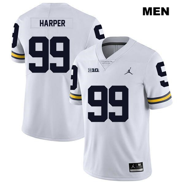 Men's NCAA Michigan Wolverines Trey Harper #99 White Jordan Brand Authentic Stitched Legend Football College Jersey AS25B20OA